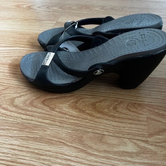 Crocs Black High Heels Sandal Size 8 - Picture 2 of 8